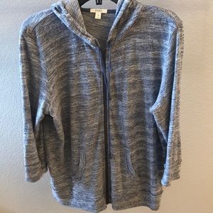 Caslon Navy/white flec zip hoodie